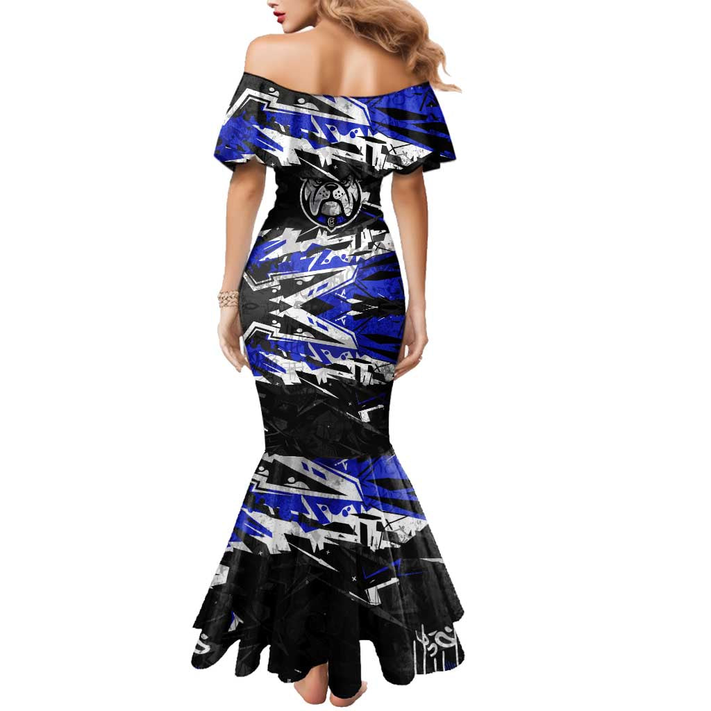 Personalized Canterbury-Bankstown Bulldogs Family Matching Mermaid Dress and Hawaiian Shirt Graffiti Grunge Abstract Urban Street Style Design