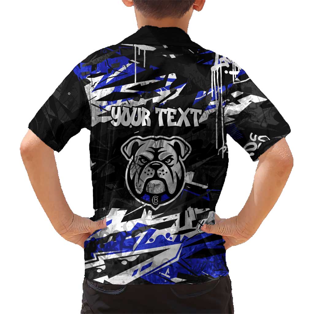 Personalized Canterbury-Bankstown Bulldogs Family Matching Off The Shoulder Long Sleeve Dress and Hawaiian Shirt Graffiti Grunge Abstract Urban Street Style Design