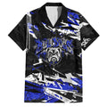 Personalized Canterbury-Bankstown Bulldogs Family Matching Off The Shoulder Long Sleeve Dress and Hawaiian Shirt Graffiti Grunge Abstract Urban Street Style Design