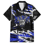 Personalized Canterbury-Bankstown Bulldogs Family Matching Off The Shoulder Long Sleeve Dress and Hawaiian Shirt Graffiti Grunge Abstract Urban Street Style Design