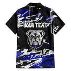 Personalized Canterbury-Bankstown Bulldogs Family Matching Off The Shoulder Long Sleeve Dress and Hawaiian Shirt Graffiti Grunge Abstract Urban Street Style Design