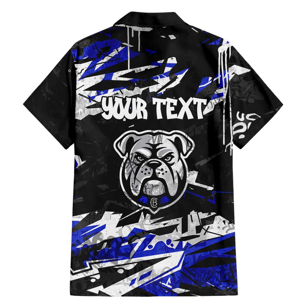Personalized Canterbury-Bankstown Bulldogs Family Matching Off The Shoulder Long Sleeve Dress and Hawaiian Shirt Graffiti Grunge Abstract Urban Street Style Design
