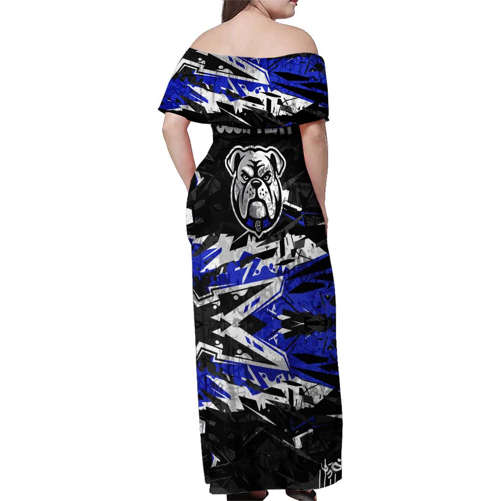 Personalized Canterbury-Bankstown Bulldogs Family Matching Off Shoulder Maxi Dress and Hawaiian Shirt Graffiti Grunge Abstract Urban Street Style Design