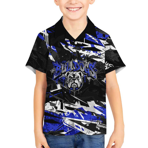 Personalized Canterbury-Bankstown Bulldogs Family Matching Off Shoulder Maxi Dress and Hawaiian Shirt Graffiti Grunge Abstract Urban Street Style Design