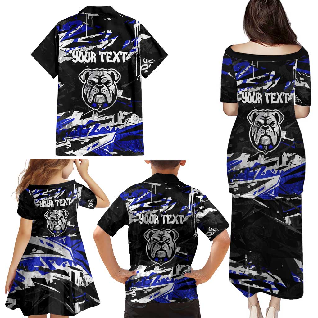 Personalized Canterbury-Bankstown Bulldogs Family Matching Puletasi and Hawaiian Shirt Graffiti Grunge Abstract Urban Street Style Design