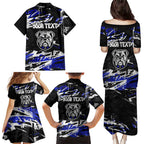 Personalized Canterbury-Bankstown Bulldogs Family Matching Puletasi and Hawaiian Shirt Graffiti Grunge Abstract Urban Street Style Design