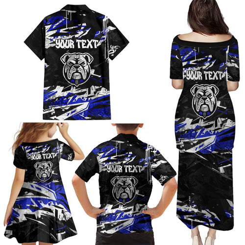 Personalized Canterbury-Bankstown Bulldogs Family Matching Puletasi and Hawaiian Shirt Graffiti Grunge Abstract Urban Street Style Design