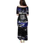 Personalized Canterbury-Bankstown Bulldogs Family Matching Puletasi and Hawaiian Shirt Graffiti Grunge Abstract Urban Street Style Design