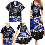 Personalized Canterbury-Bankstown Bulldogs Family Matching Summer Maxi Dress and Hawaiian Shirt Graffiti Grunge Abstract Urban Street Style Design