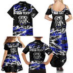 Personalized Canterbury-Bankstown Bulldogs Family Matching Summer Maxi Dress and Hawaiian Shirt Graffiti Grunge Abstract Urban Street Style Design