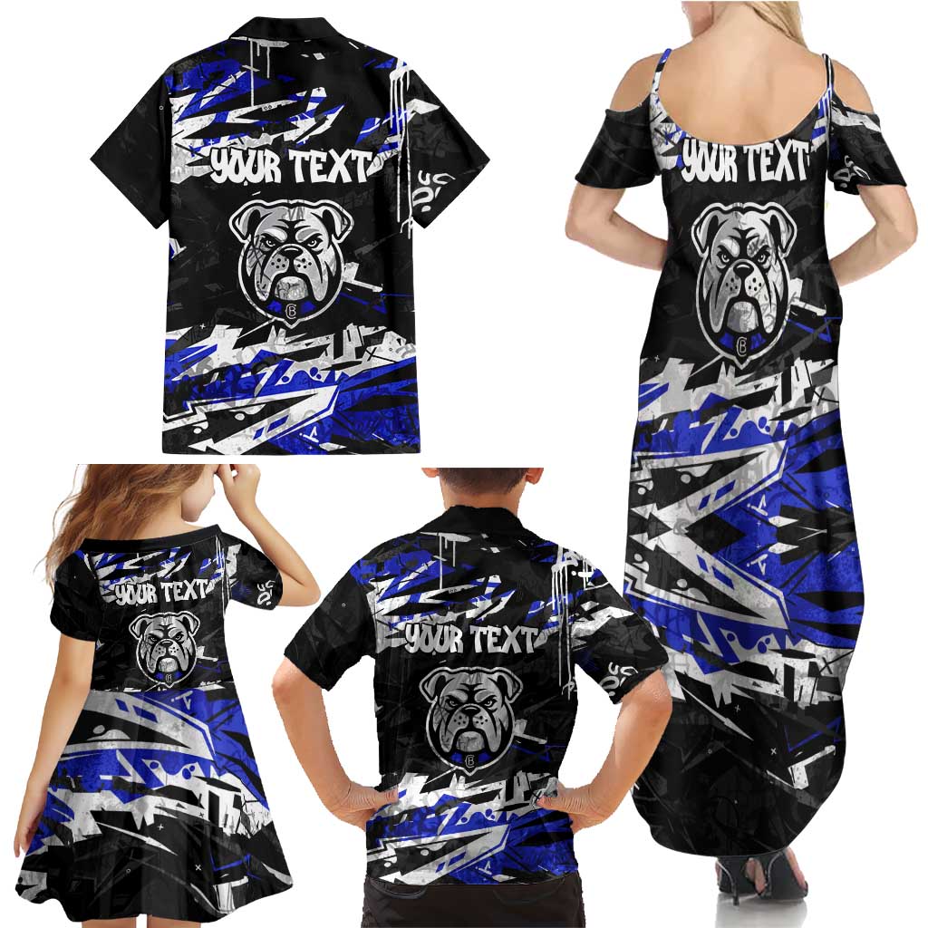 Personalized Canterbury-Bankstown Bulldogs Family Matching Summer Maxi Dress and Hawaiian Shirt Graffiti Grunge Abstract Urban Street Style Design