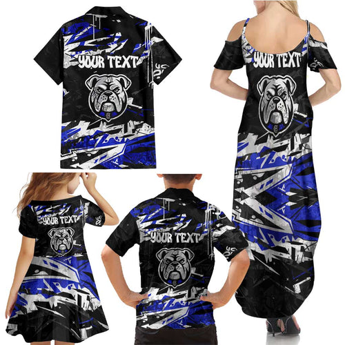 Personalized Canterbury-Bankstown Bulldogs Family Matching Summer Maxi Dress and Hawaiian Shirt Graffiti Grunge Abstract Urban Street Style Design