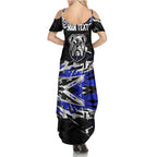 Personalized Canterbury-Bankstown Bulldogs Family Matching Summer Maxi Dress and Hawaiian Shirt Graffiti Grunge Abstract Urban Street Style Design
