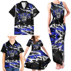 Personalized Canterbury-Bankstown Bulldogs Family Matching Tank Maxi Dress and Hawaiian Shirt Graffiti Grunge Abstract Urban Street Style Design
