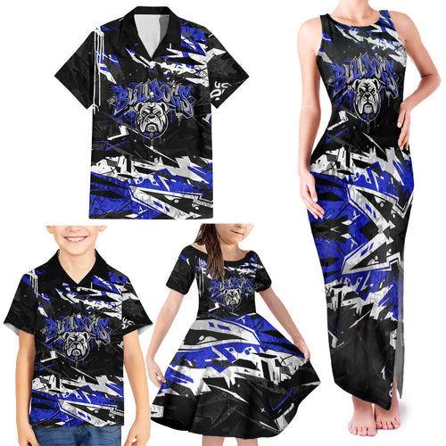 Personalized Canterbury-Bankstown Bulldogs Family Matching Tank Maxi Dress and Hawaiian Shirt Graffiti Grunge Abstract Urban Street Style Design