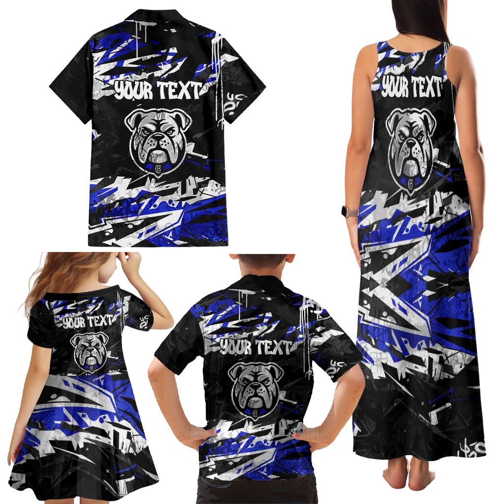 Personalized Canterbury-Bankstown Bulldogs Family Matching Tank Maxi Dress and Hawaiian Shirt Graffiti Grunge Abstract Urban Street Style Design