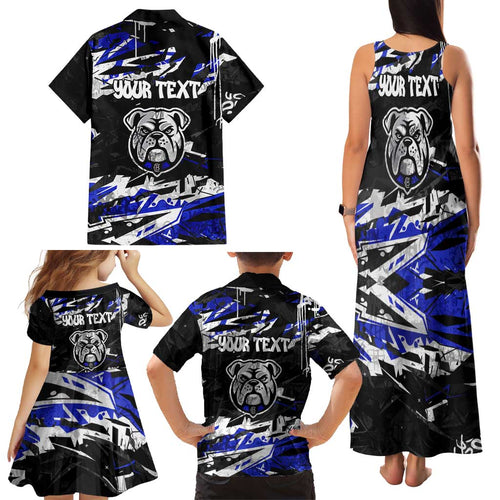 Personalized Canterbury-Bankstown Bulldogs Family Matching Tank Maxi Dress and Hawaiian Shirt Graffiti Grunge Abstract Urban Street Style Design