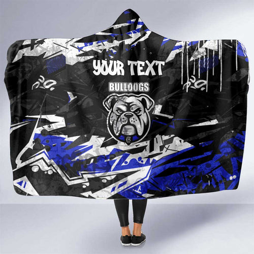 Personalized Canterbury-Bankstown Bulldogs Hooded Blanket Graffiti Grunge Abstract Urban Street Style Design