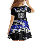 Personalized Canterbury-Bankstown Bulldogs Kid Short Sleeve Dress Graffiti Grunge Abstract Urban Street Style Design