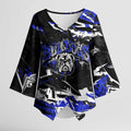 Personalized Canterbury-Bankstown Bulldogs Kimono Sleeve Blouse Graffiti Grunge Abstract Urban Street Style Design