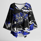 Personalized Canterbury-Bankstown Bulldogs Kimono Sleeve Blouse Graffiti Grunge Abstract Urban Street Style Design
