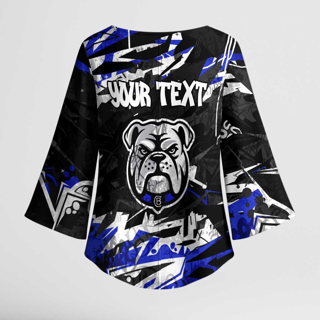 Personalized Canterbury-Bankstown Bulldogs Kimono Sleeve Blouse Graffiti Grunge Abstract Urban Street Style Design