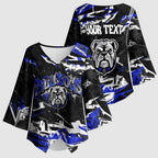 Personalized Canterbury-Bankstown Bulldogs Kimono Sleeve Blouse Graffiti Grunge Abstract Urban Street Style Design