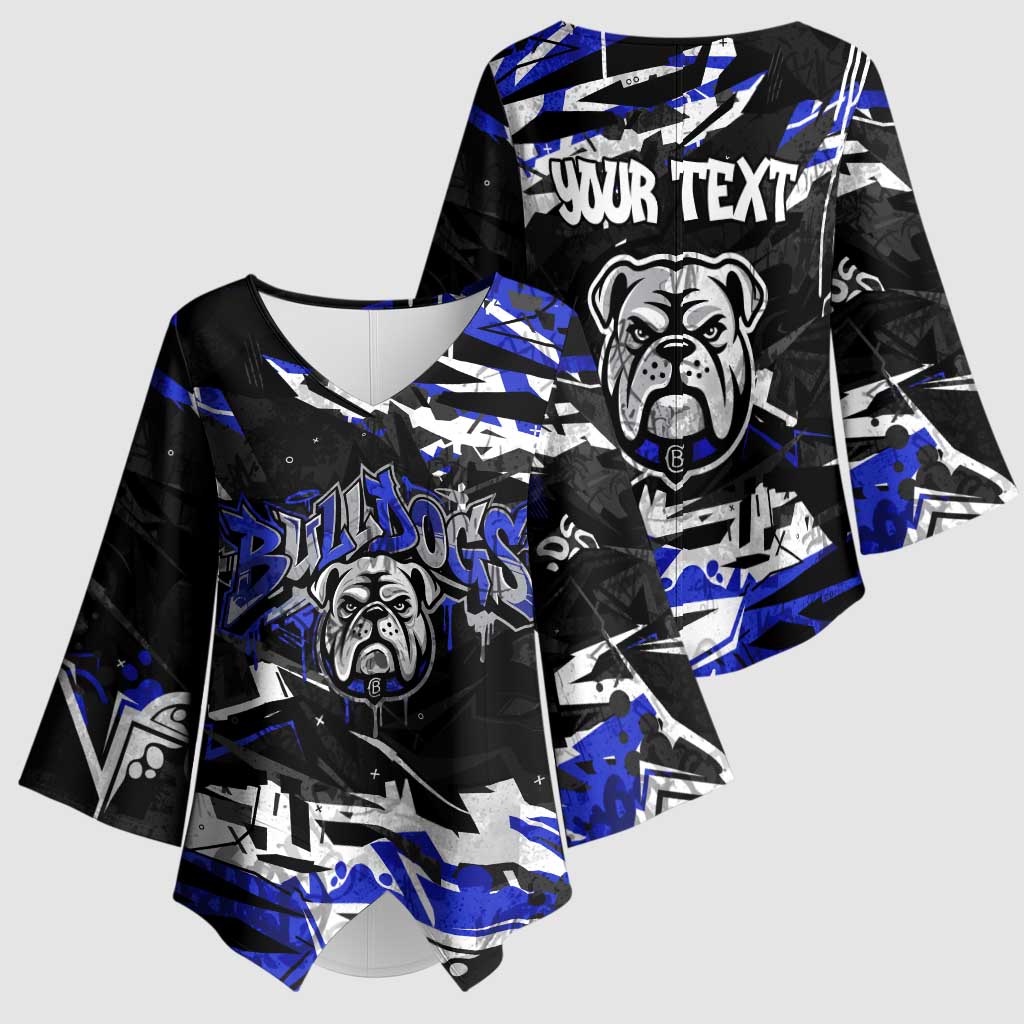 Personalized Canterbury-Bankstown Bulldogs Kimono Sleeve Blouse Graffiti Grunge Abstract Urban Street Style Design