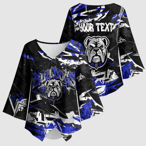 Personalized Canterbury-Bankstown Bulldogs Kimono Sleeve Blouse Graffiti Grunge Abstract Urban Street Style Design