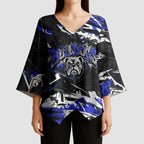 Personalized Canterbury-Bankstown Bulldogs Kimono Sleeve Blouse Graffiti Grunge Abstract Urban Street Style Design