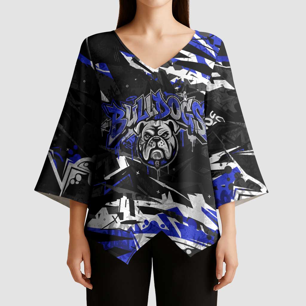 Personalized Canterbury-Bankstown Bulldogs Kimono Sleeve Blouse Graffiti Grunge Abstract Urban Street Style Design