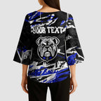 Personalized Canterbury-Bankstown Bulldogs Kimono Sleeve Blouse Graffiti Grunge Abstract Urban Street Style Design