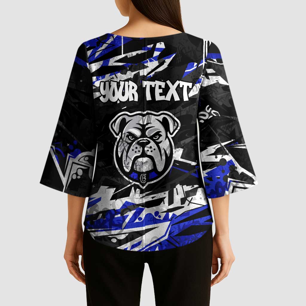 Personalized Canterbury-Bankstown Bulldogs Kimono Sleeve Blouse Graffiti Grunge Abstract Urban Street Style Design
