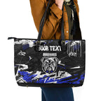 Personalized Canterbury-Bankstown Bulldogs Leather Tote Bag Graffiti Grunge Abstract Urban Street Style Design