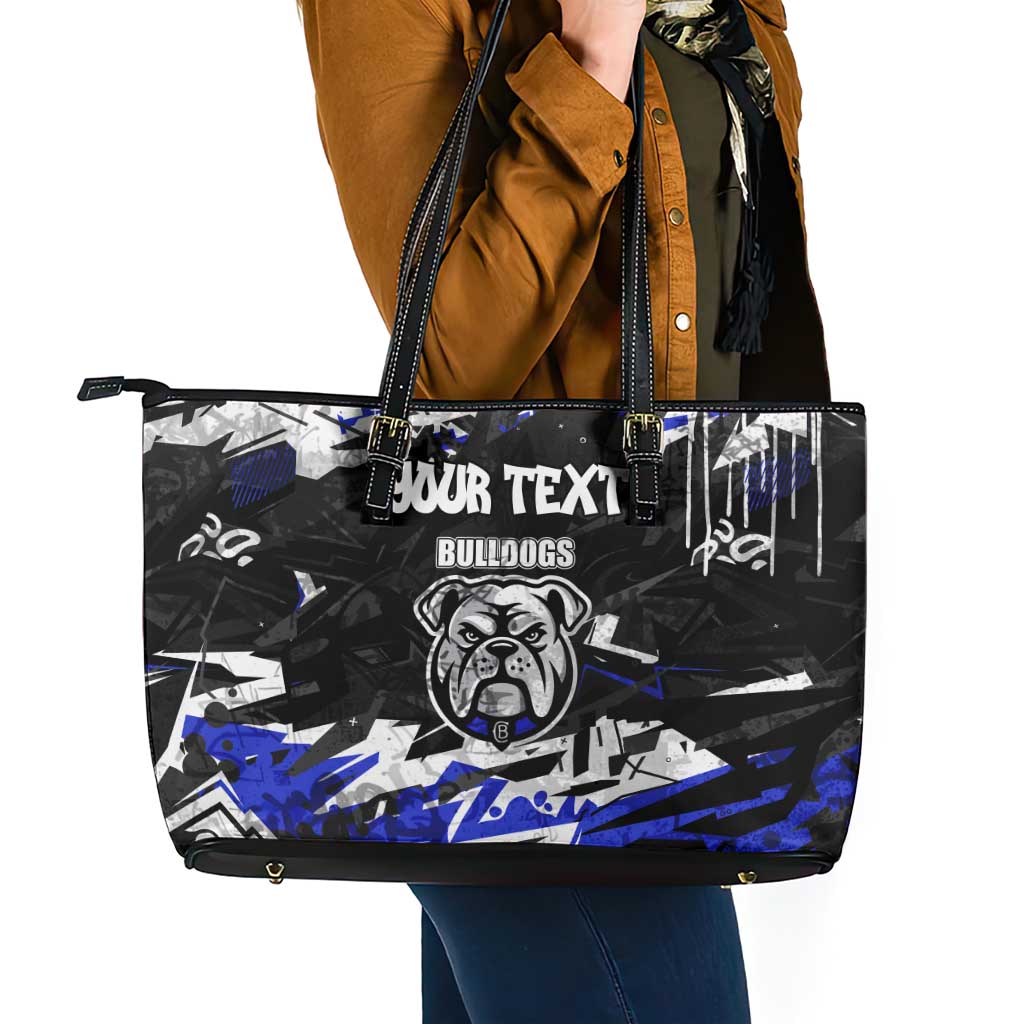 Personalized Canterbury-Bankstown Bulldogs Leather Tote Bag Graffiti Grunge Abstract Urban Street Style Design