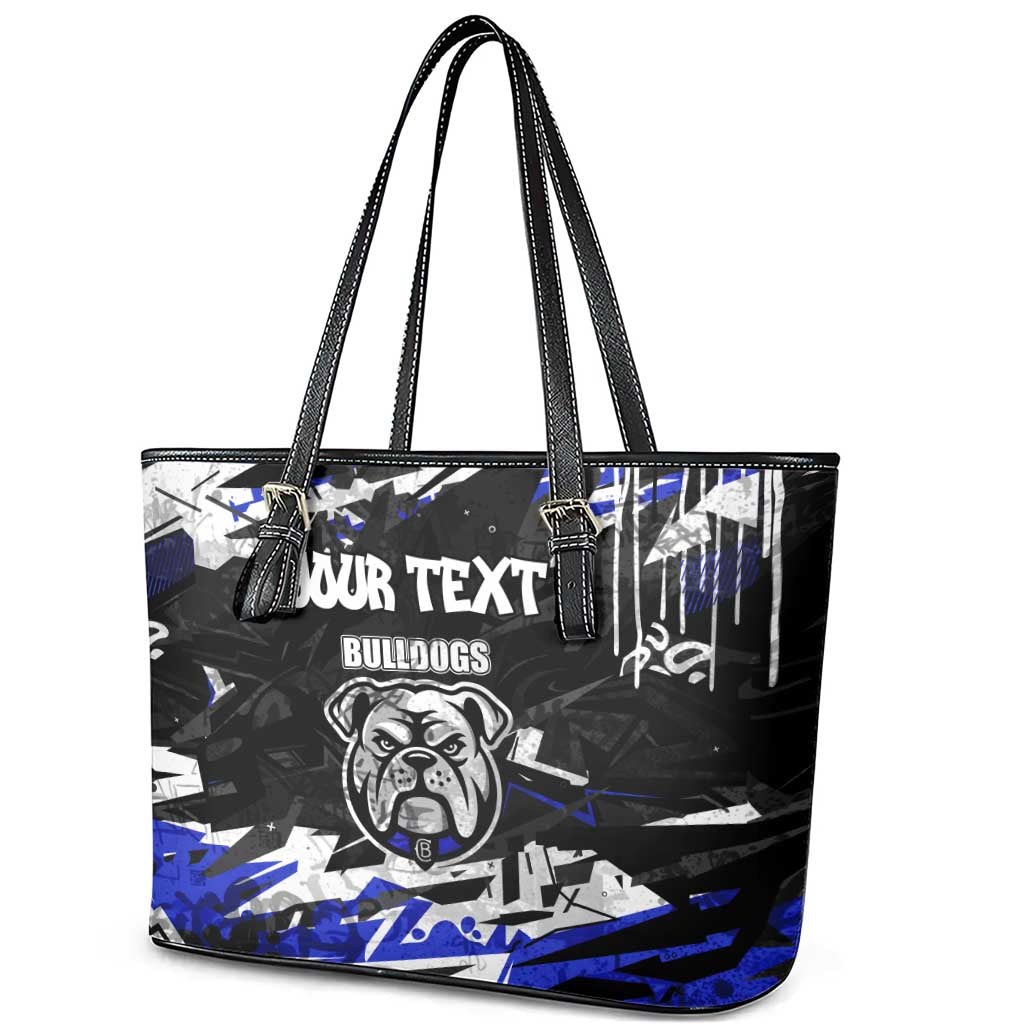 Personalized Canterbury-Bankstown Bulldogs Leather Tote Bag Graffiti Grunge Abstract Urban Street Style Design