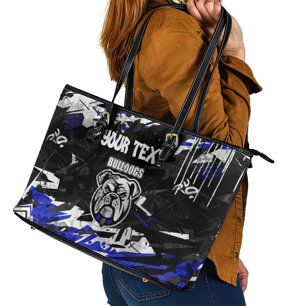 Personalized Canterbury-Bankstown Bulldogs Leather Tote Bag Graffiti Grunge Abstract Urban Street Style Design