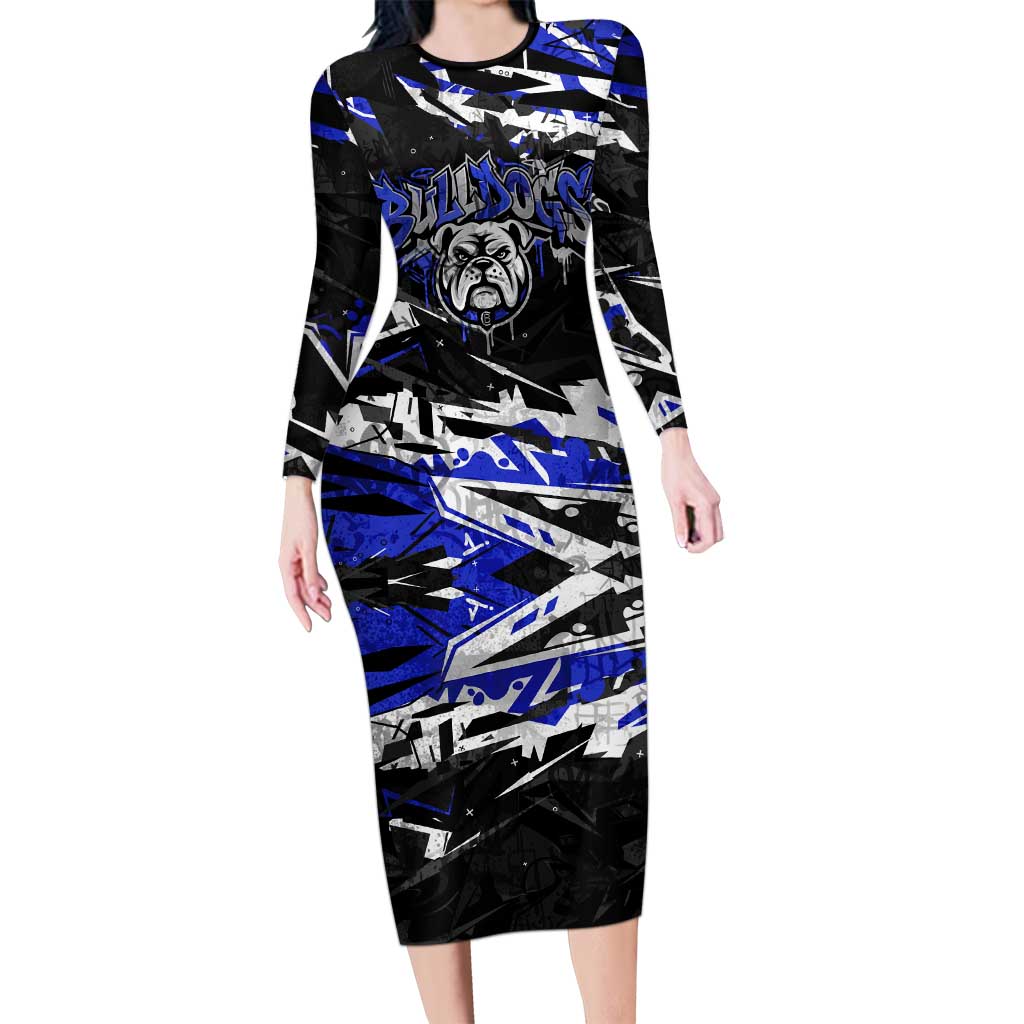 Personalized Canterbury-Bankstown Bulldogs Long Sleeve Bodycon Dress Graffiti Grunge Abstract Urban Street Style Design