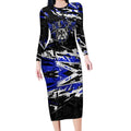 Personalized Canterbury-Bankstown Bulldogs Long Sleeve Bodycon Dress Graffiti Grunge Abstract Urban Street Style Design