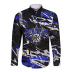 Personalized Canterbury-Bankstown Bulldogs Long Sleeve Button Shirt Graffiti Grunge Abstract Urban Street Style Design