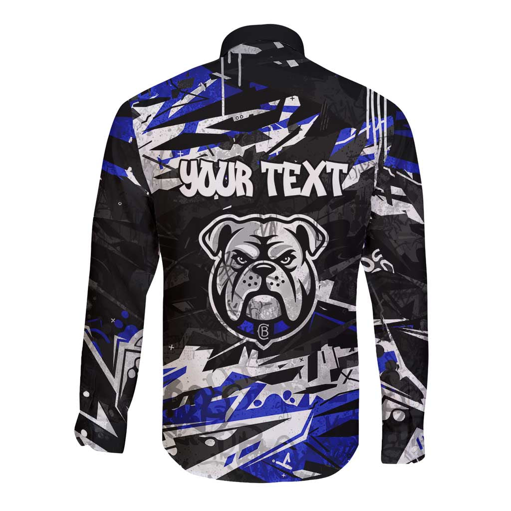 Personalized Canterbury-Bankstown Bulldogs Long Sleeve Button Shirt Graffiti Grunge Abstract Urban Street Style Design