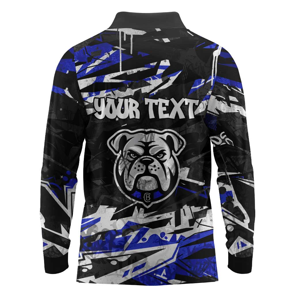 Personalized Canterbury-Bankstown Bulldogs Long Sleeve Polo Shirt Graffiti Grunge Abstract Urban Street Style Design