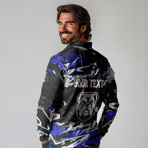 Personalized Canterbury-Bankstown Bulldogs Long Sleeve Polo Shirt Graffiti Grunge Abstract Urban Street Style Design