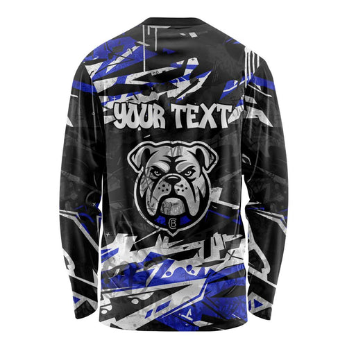 Personalized Canterbury-Bankstown Bulldogs Long Sleeve Shirt Graffiti Grunge Abstract Urban Street Style Design