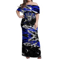 Personalized Canterbury-Bankstown Bulldogs Off Shoulder Maxi Dress Graffiti Grunge Abstract Urban Street Style Design