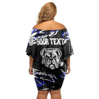 Personalized Canterbury-Bankstown Bulldogs Off Shoulder Short Dress Graffiti Grunge Abstract Urban Street Style Design