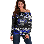 Personalized Canterbury-Bankstown Bulldogs Off Shoulder Sweater Graffiti Grunge Abstract Urban Street Style Design