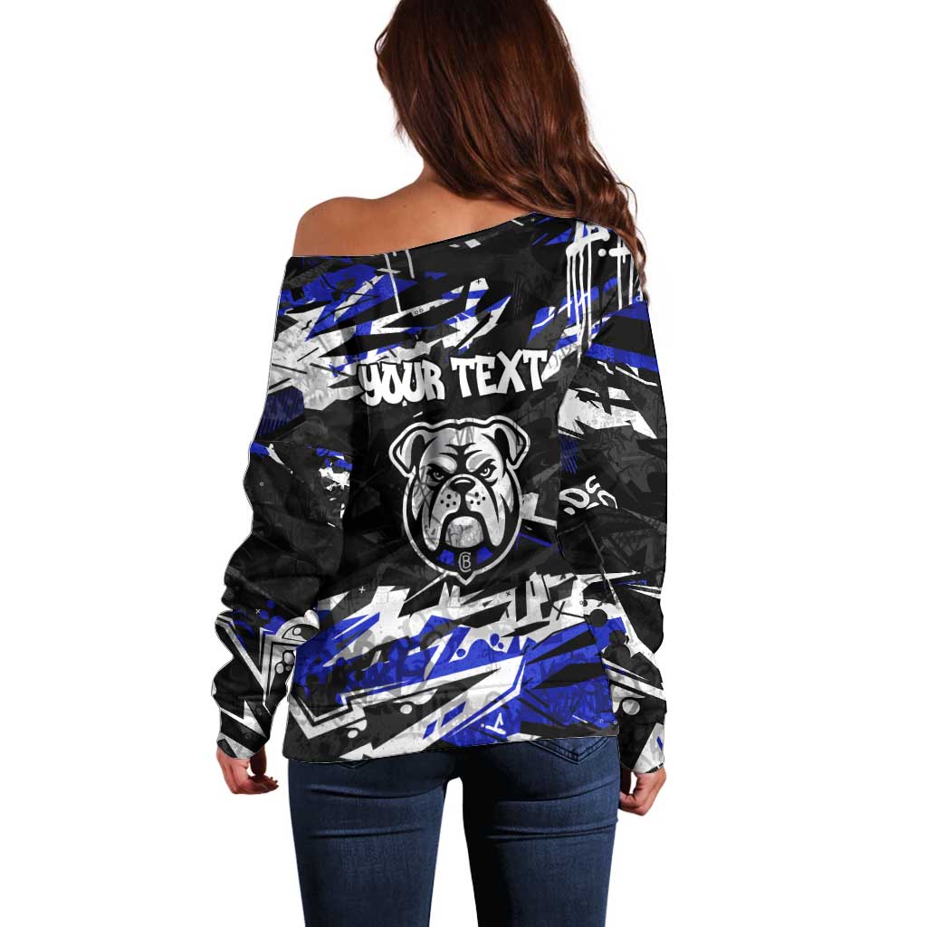 Personalized Canterbury-Bankstown Bulldogs Off Shoulder Sweater Graffiti Grunge Abstract Urban Street Style Design