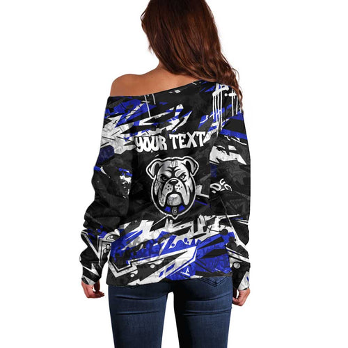 Personalized Canterbury-Bankstown Bulldogs Off Shoulder Sweater Graffiti Grunge Abstract Urban Street Style Design