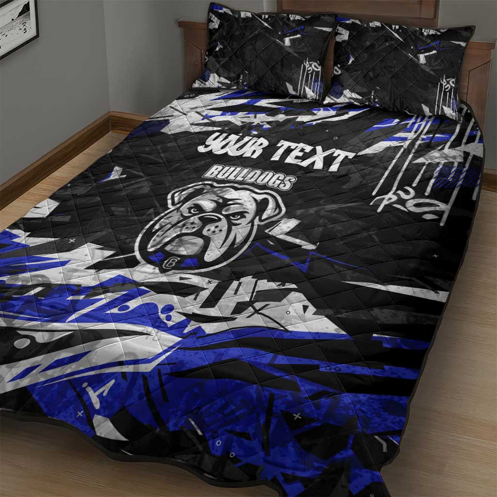 Personalized Canterbury-Bankstown Bulldogs Quilt Bed Set Graffiti Grunge Abstract Urban Street Style Design